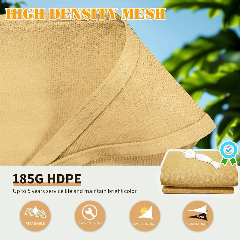 Coumavin 12'x12'x12' Sun Shade Sail Triangle Outdoor UV Block Canopy Sunshade Cover for Backyard Porch Pergola Deck Garden Patio, Dark Grey - Image 3